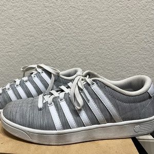 K-Swiss gray and white sneakers size 8.5